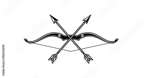 Crossed arrows in minimalist black and white line