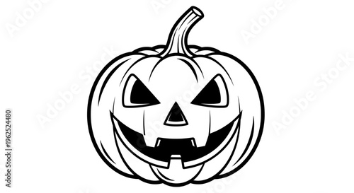 Coon-style black and white jack o lantern with toothy grin