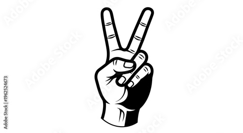 Side view hand forming peace sign with curled fingers