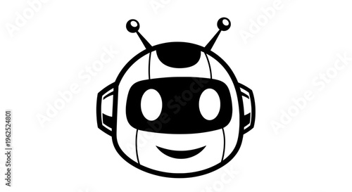 Coon robot face with antennae and cheerful smile