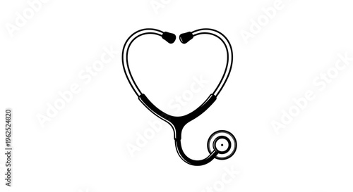 Stethoscope shaped as he in minimalist black and white line