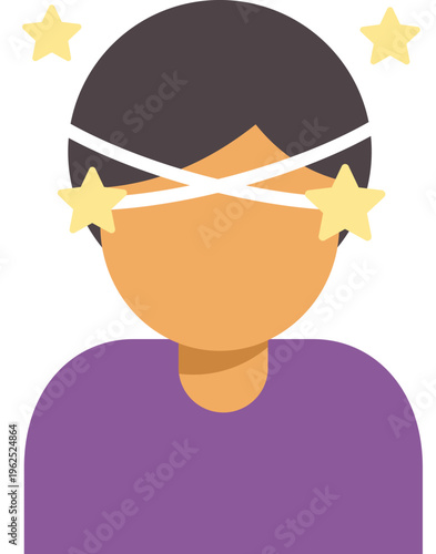 Person experiencing dizziness, vertigo, or a medical concussion symptom with stars