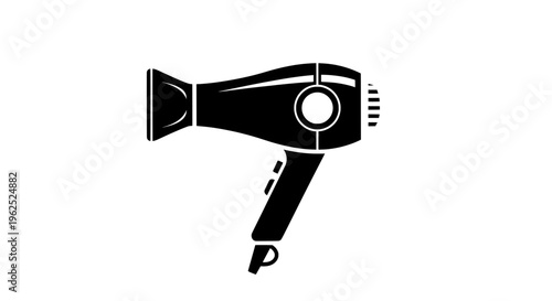 Minimalist black and white hair dryer side view