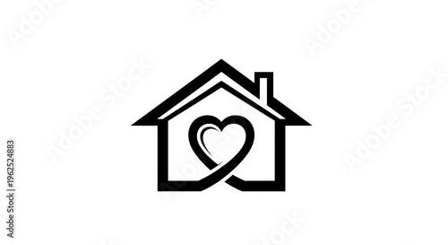 Minimalist black and white house with he infinity symbol