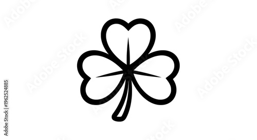 Minimalist black and white he shaped four leaf clover drawing