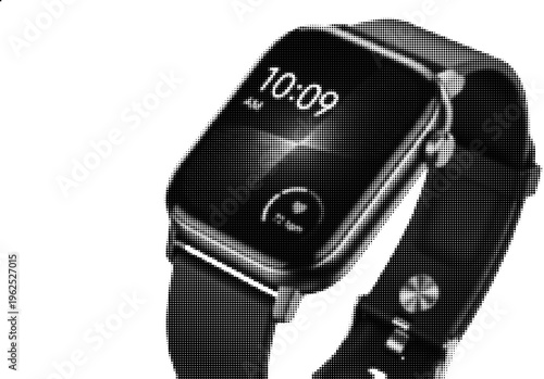 Halftone Smartwatch Texture | Dotted Wearable Technology & Digital Device Background