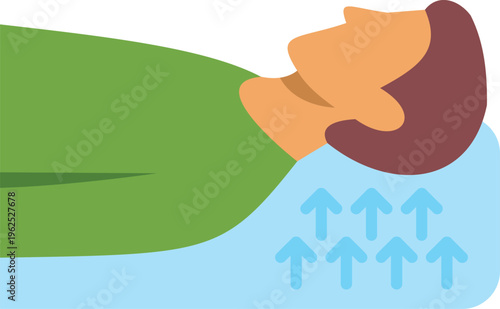 Person sleeping comfortably on a contour pillow providing neck and spinal alignment