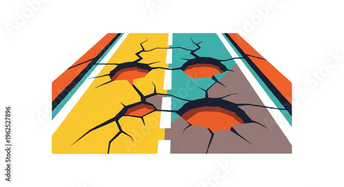 Road surface with cracks vector illustration abstract design
