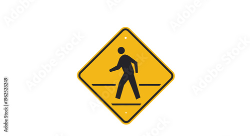 Yellow pedestrian crossing sign with a silhouetted walking person icon