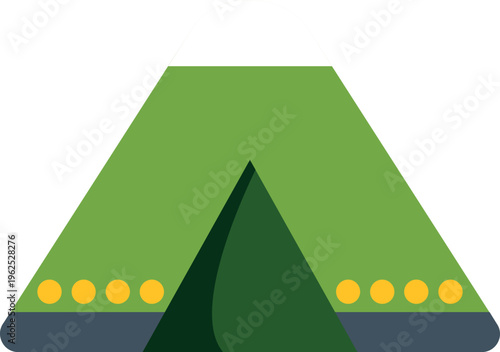 Green camping tent providing a shelter for outdoor adventure and travel