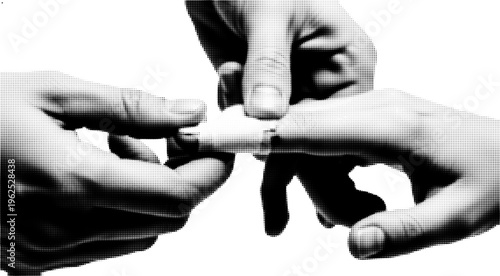 Halftone Finger Test Texture | Dotted Medical Check & Healthcare Diagnostic Background