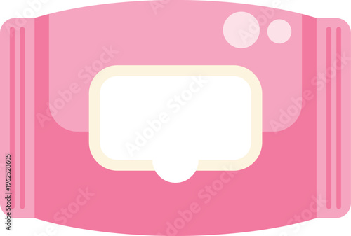 Pink package of wet wipes with a label, designed for hygiene and personal care