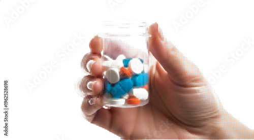 Halftone Medicine Bottle Texture | Dotted Capsules & Healthcare Background for Design