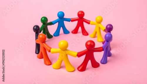 Colorful Humanoid Figures in a Circle for Diversity and Unity Concept