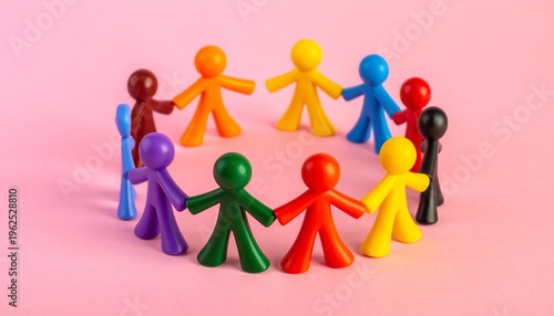 Colorful Humanoid Figures in a Circle for Diversity and Unity Concept