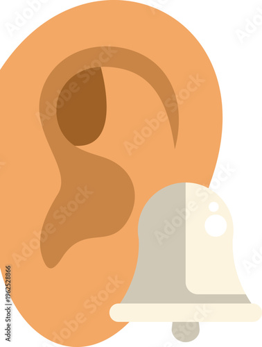 Human ear experiencing a ringing bell, symbolizing the auditory condition of tinnitus