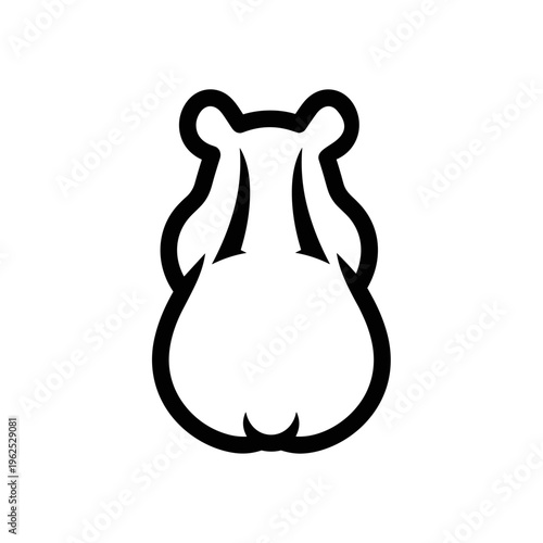 Hamster from the back, minimalistic style, cute character design, black and white
