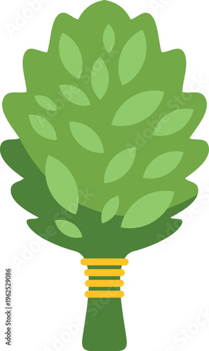 Green birch leaves broom for traditional banya or sauna treatments