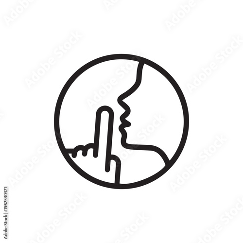 do not disturb icon, please do quiet, pssst or shhh gesture lips, silence or secret, keep shut mouth, line symbol on white background - editable stroke vector illustration 