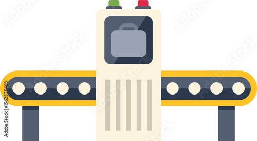 Airport security screening machine inspecting luggage on a conveyor belt