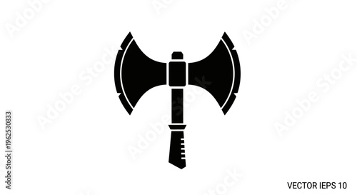 Black Silhouette of a Double-Headed Battle Axe Icon