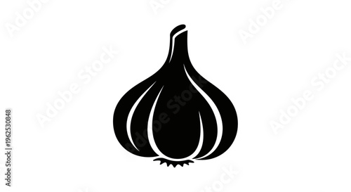 Black Garlic Bulb Icon Silhouette Vector Illustration