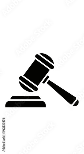 Black Gavel Icon on White Background