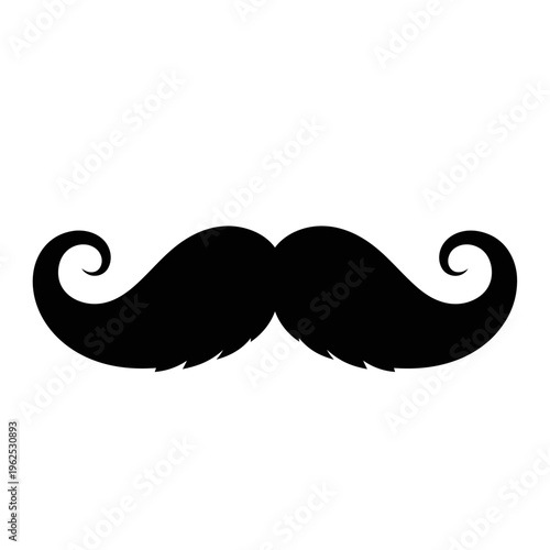 Black Handlebar Mustache Icon Isolated on White Background
