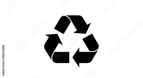 Black Recycling Symbol Icon on White Background