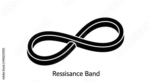 Black Resistance Band Loop Icon for Fitness and Exercise
