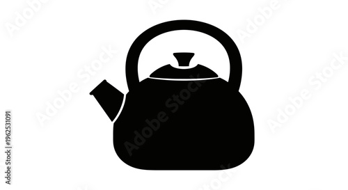 Black Silhouette Icon of a Classic Tea Kettle