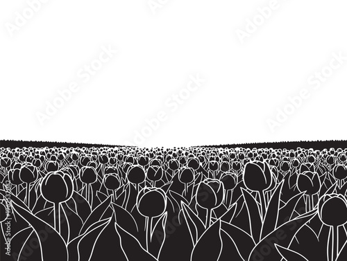 Serene tulip field horizon silhouette capturing the essence of peaceful farmland