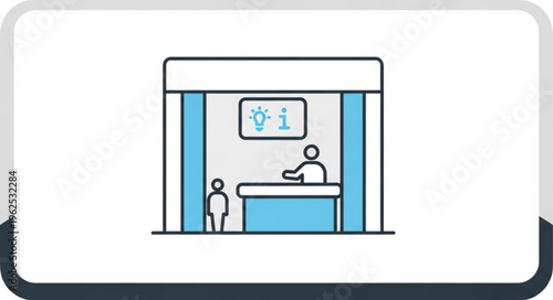 Information Booth Illustration - Customer Service and Assistance at a Stand.