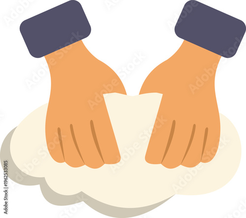 Two hands kneading soft dough, symbolizing baking, cooking, and homemade food preparation