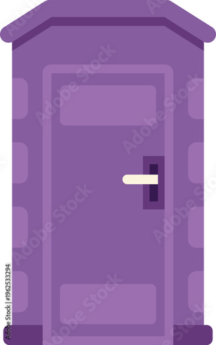 Minimalist flat illustration of a purple portable toilet used for outdoor sanitation