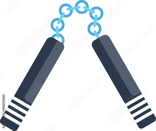 Illustration of traditional martial arts nunchaku connected by a short metal chain