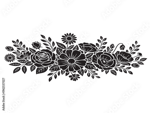 Charming garden border floral silhouette with cottage garden appeal