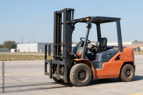 Industrial Forklift Truck on Concrete