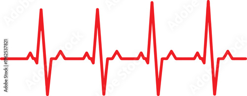 A bright red heartbeat electrocardiogram line isolated on a clean white background for medical use Vector