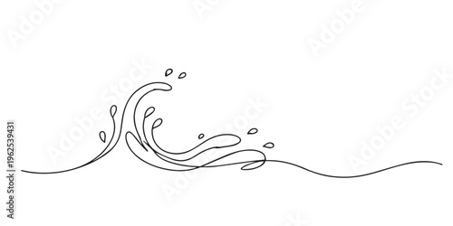 single line wave.continuous line drawing of ocean wave flow.marine nature concept.one line vector illustration.