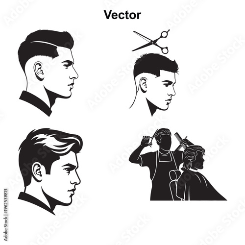 A collection of stylish men haircuts and professional barber service