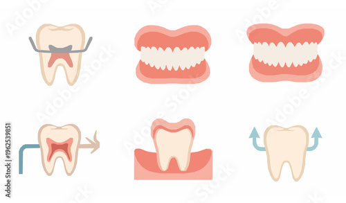 Dental problems flat vector illustration set