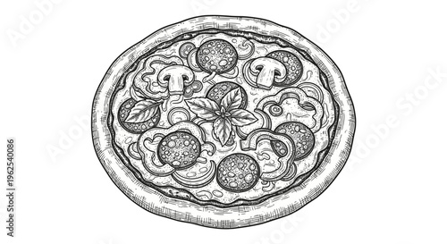 Delicious homemade pizza with various toppings.