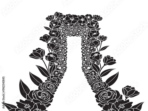 Dramatic runway of flowers silhouette for event and celebration concepts