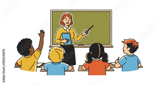 Teacher educating students in classroom environment