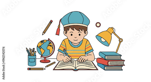 Students at desks studying illustration