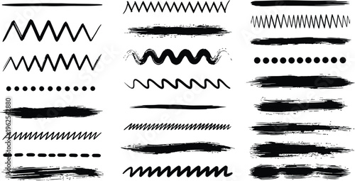 Black hand drawn arrows shapes and brush strokes doodle 1