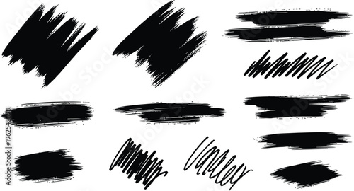 Black hand drawn arrows shapes and brush strokes doodle 3