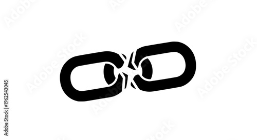 Broken lock chain security black white icon