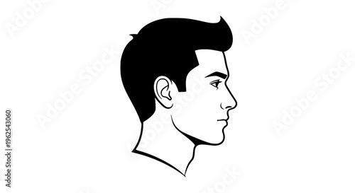 Male side profile flat style black white icon